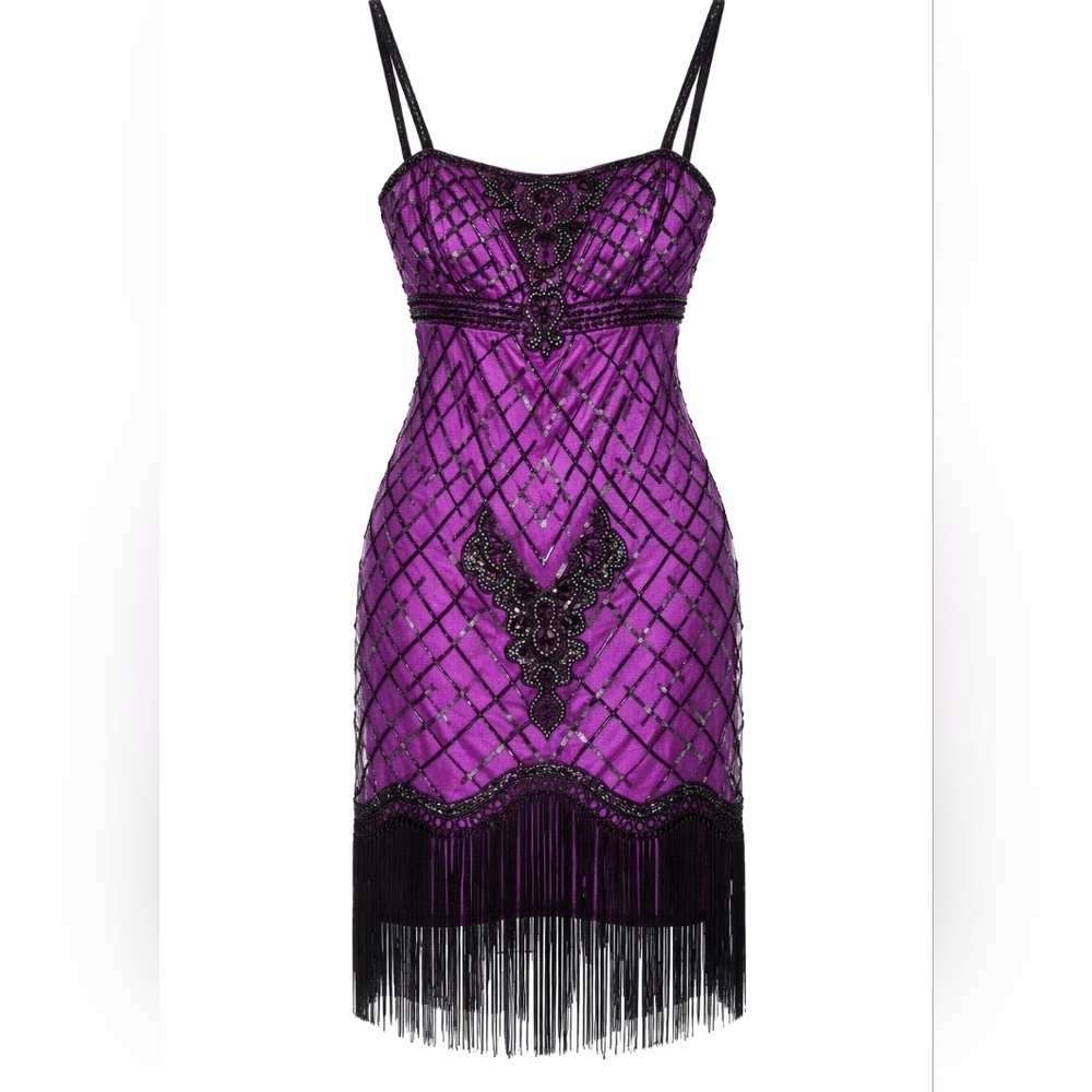 Vintage Sue Wong Women's Flapper Elegant Formal Beaded Gransberry Dress Sz 10.